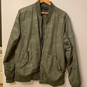 Olive Camo Green Puffy Bomber Jacket